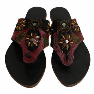 LUCA STEFANI Sequins Thong Flat Sandal Sz 6